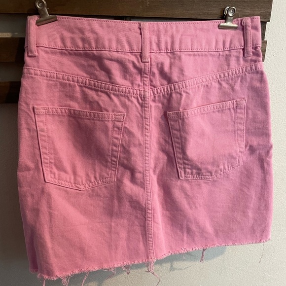 Topshop‎ Moto Bubblegum Pink Denim High Waisted Mini Skirt US Size 4 - Picture 3 of 7